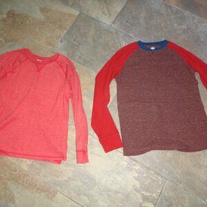 Lot 2 Wonder Nation Boy XL 14-16 Waffle Knit Thermal Henley red Christmas PJ